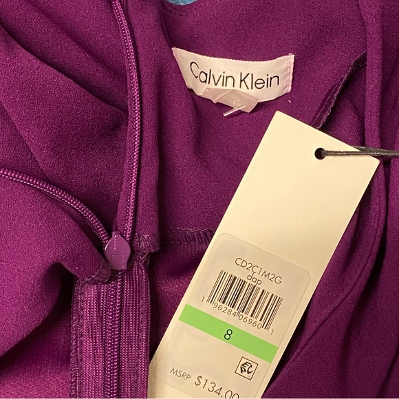 Calvin Klein Flutter Sleeve Scuba Crepe Sheath Dress Office Work Career Purple 8 - Picture 3 of 6